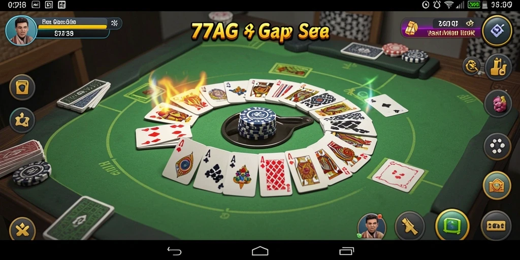 Tampilan gameplay seru dalam 77AG yang menunjukkan permainan Gaple.