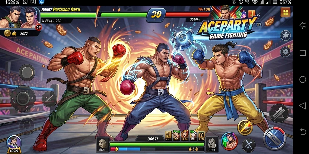 Screenshot menampilkan aksi seru dalam pertarungan ACEPARTY.