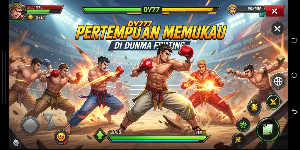 Gameplay DY777 yang intens dan penuh aksi dalam pertempuran Fighting.