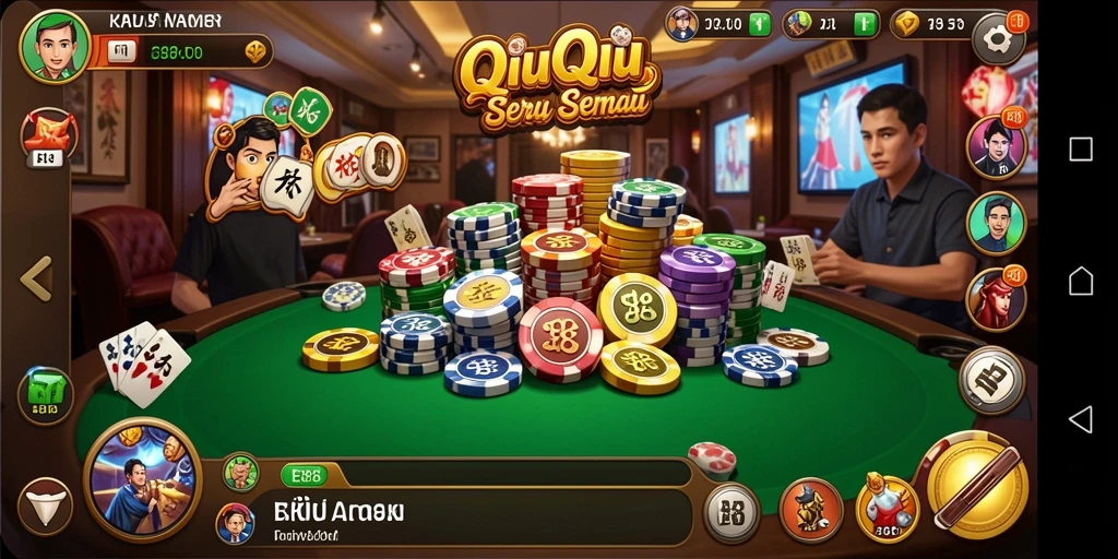 Tangkapan layar E88 menunjukkan aksi permainan QiuQiu yang seru.