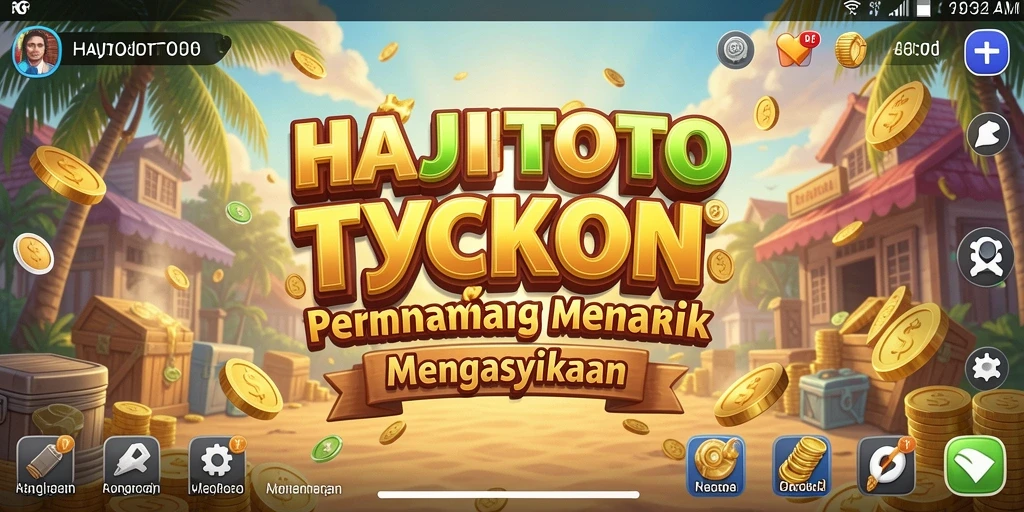 Screenshot gameplay HAJITOTO menampilkan keseruan saat mengelola bisnis di dunia Tycoon.