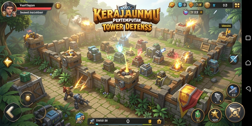 Gameplay mendebarkan V87 dengan strategi menara yang menarik.